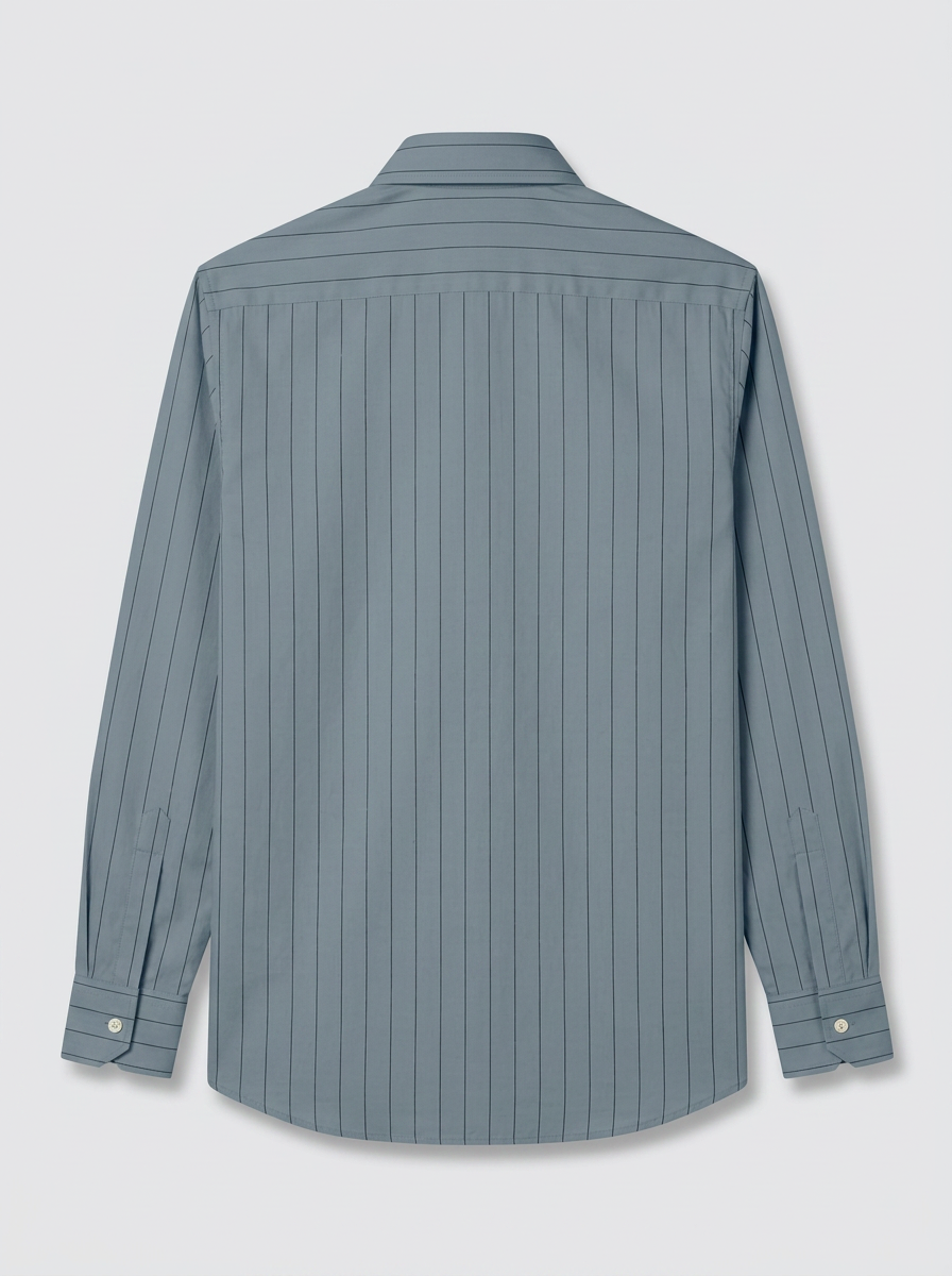 Men's Steel Blue Pinstripe Shirt Premium Regular Fit Formal Office Business Wear