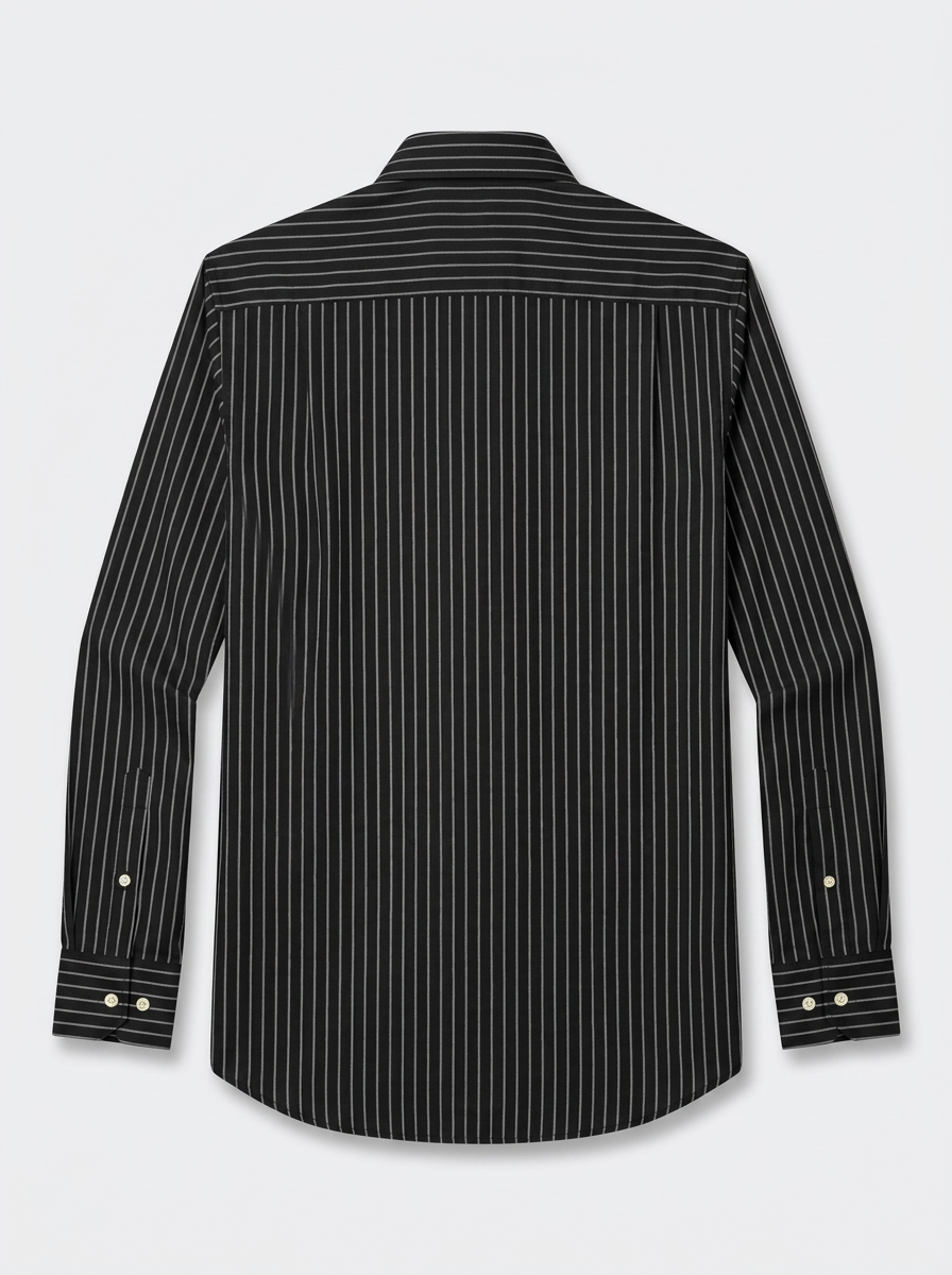 Men’s Black & Grey Pinstripe Regular Fit Formal Casual Shirt, Full & Half Sleeve
