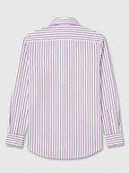 Men's White & Royal Purple Striped Regular Fit Formal Shirt | Full & Half Sleeve