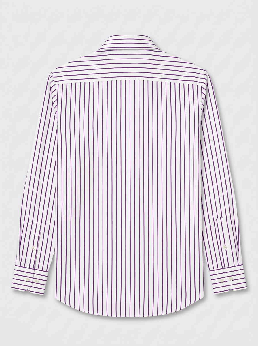 Men's White & Royal Purple Striped Regular Fit Formal Shirt | Full & Half Sleeve