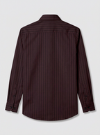 Men's Coffee Brown Pinstripe Formal Shirt Regular Fit | Full & Half Sleeve