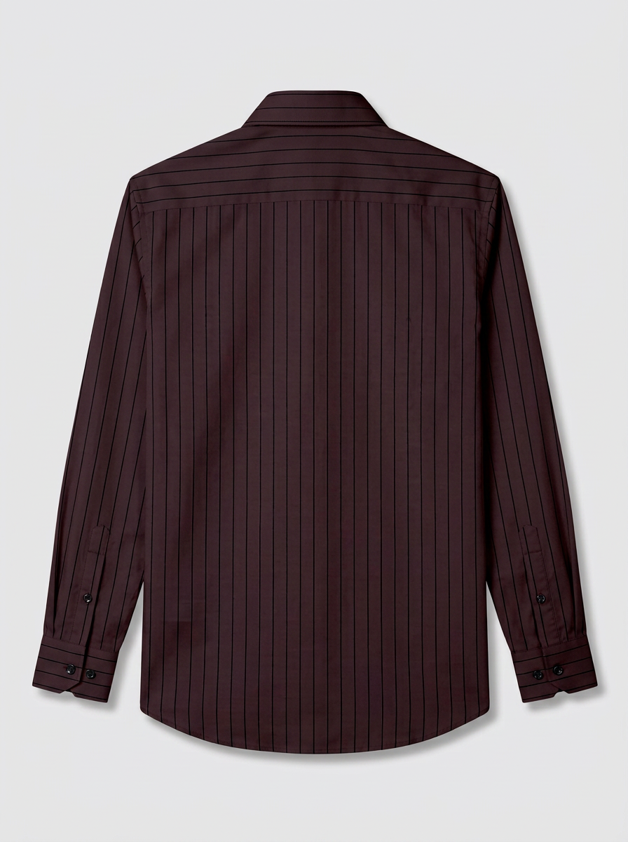 Men's Coffee Brown Pinstripe Formal Shirt Regular Fit | Full & Half Sleeve