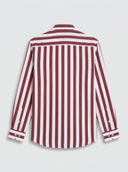 Men's White & Rust Red Striped Regular Fit Formal Shirt | Full & Half Sleeve