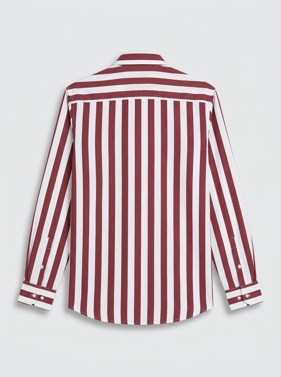 Men's White & Rust Red Striped Regular Fit Formal Shirt | Full & Half Sleeve