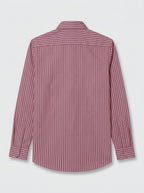 Men's Dusty Rose Pink & White Striped Regular Fit Formal Shirt | Full & Half Sleeve
