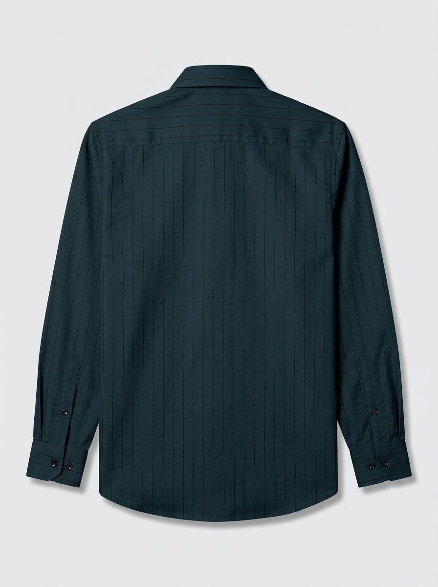 Men's Deep Teal Green Pinstripe Shirt Regular Fit Premium Formal Business Casual Wear