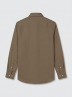 Men’s Walnut Brown Textured Regular Fit Formal Casual Shirt, Full & Half Sleeve
