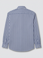Men’s Royal Blue & White Vertical Stripe Regular Fit Formal Casual Shirt, Full & Half Sleeve