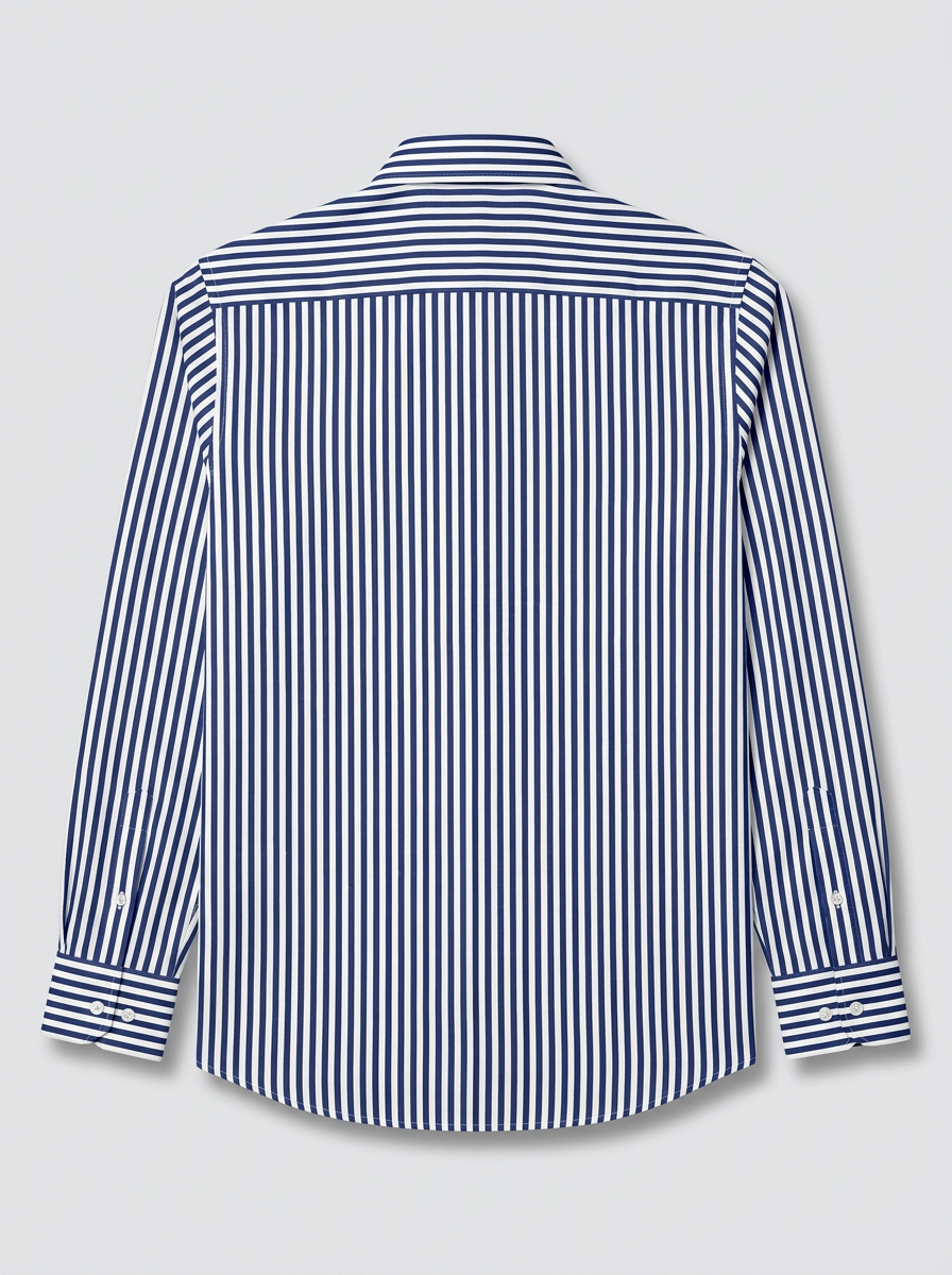 Men’s Royal Blue & White Vertical Stripe Regular Fit Formal Casual Shirt, Full & Half Sleeve