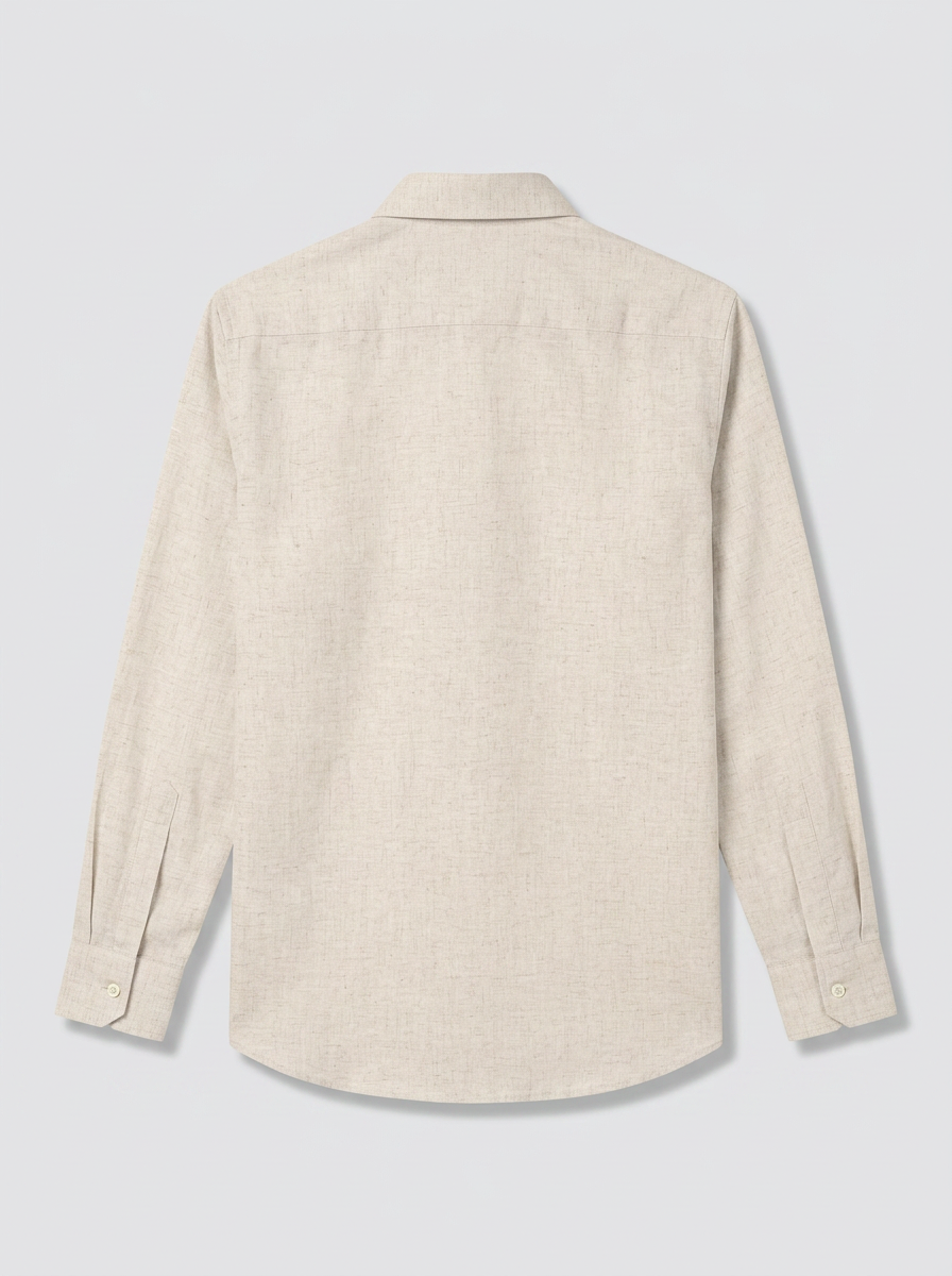 Men’s Natural Oatmeal Beige Textured Regular Fit Formal Casual Shirt, Full & Half Sleeve