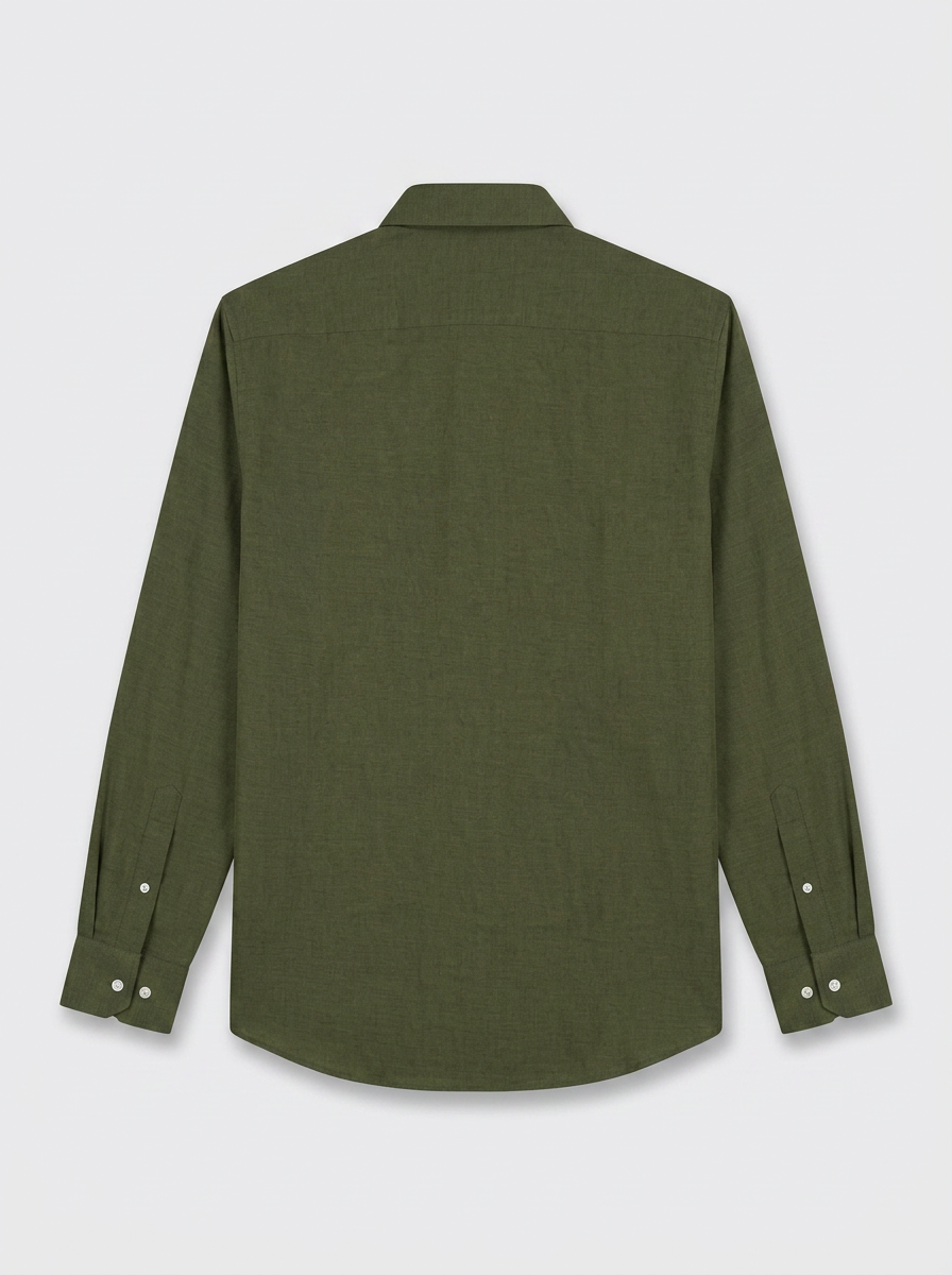 Men’s Olive Green Solid Textured Shirt, Regular Fit Formal Casual Full Sleeve
