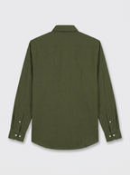 Men’s Olive Green Solid Textured Shirt, Regular Fit Formal Casual Full Sleeve