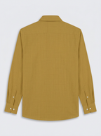 Men’s Antique Mustard Gold Textured Regular Fit Formal Casual Shirt, Full & Half Sleeve