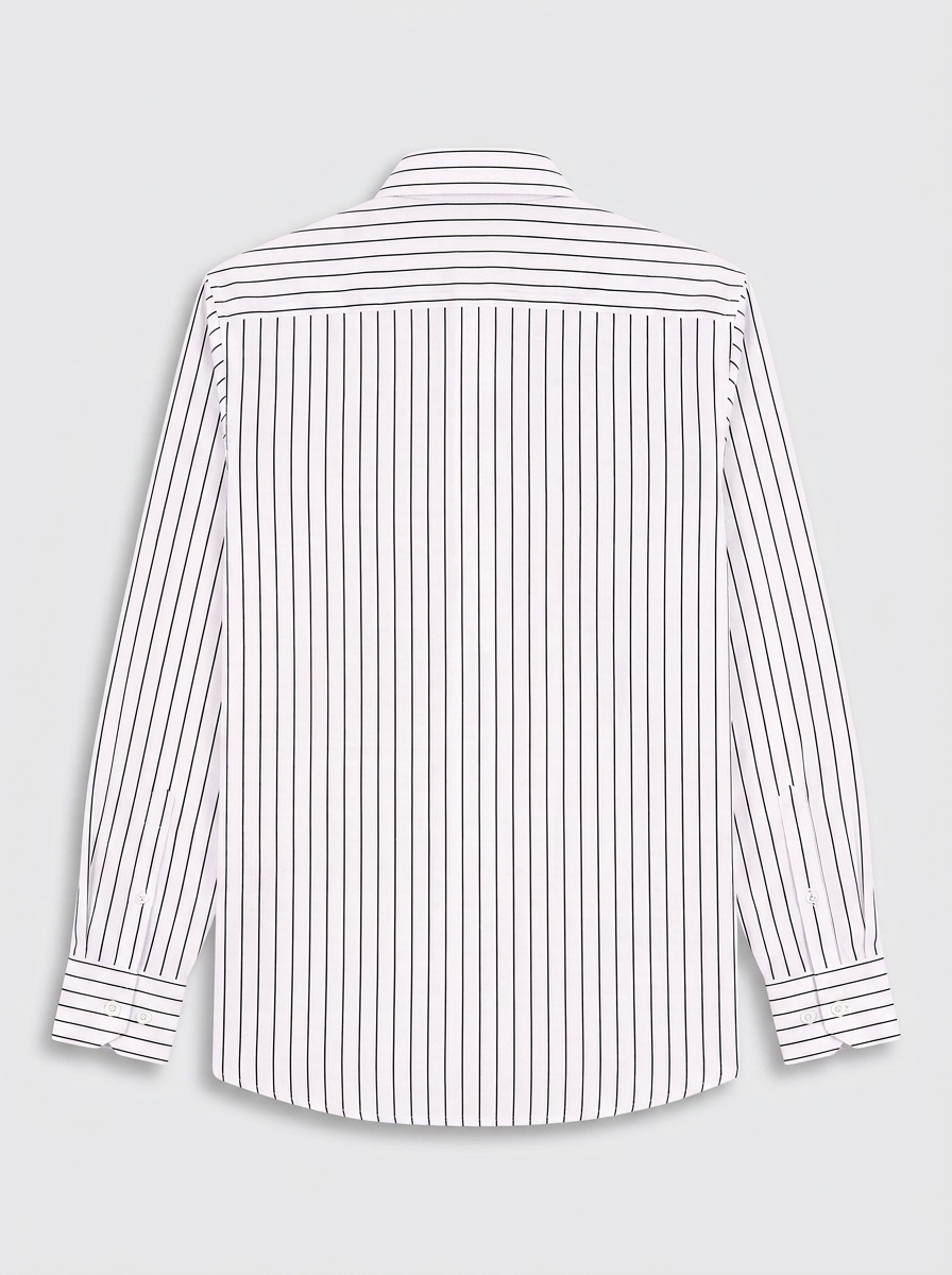 Men's White Black Pinstripe Regular Fit Formal Shirt | Full & Half Sleeve