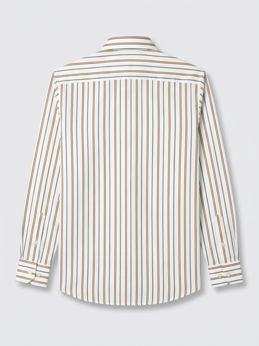 Men's White Brown & Grey Striped Regular Fit Formal Shirt | Full & Half Sleeve