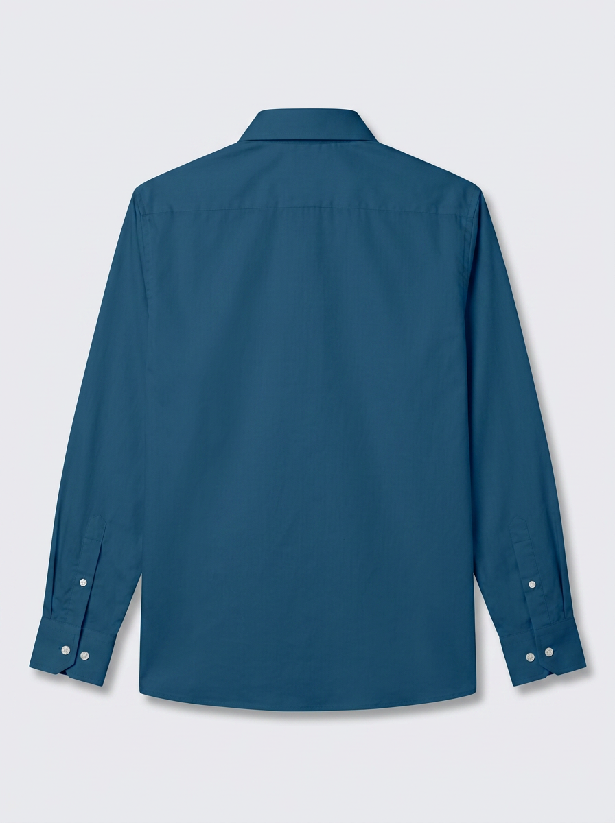 Men’s Deep Ocean Blue Solid Regular Fit Formal Casual Shirt, Full & Half Sleeve