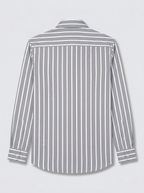 Men's Grey & White Vertical Striped Regular Fit Formal Shirt | Full & Half Sleeve