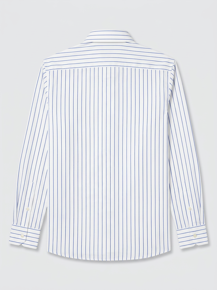 Men's White & Royal Blue Pinstripe Regular Fit Formal Shirt | Full & Half Sleeve