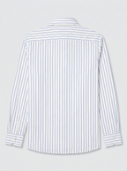 Men's White & Royal Blue Pinstripe Regular Fit Formal Shirt | Full & Half Sleeve