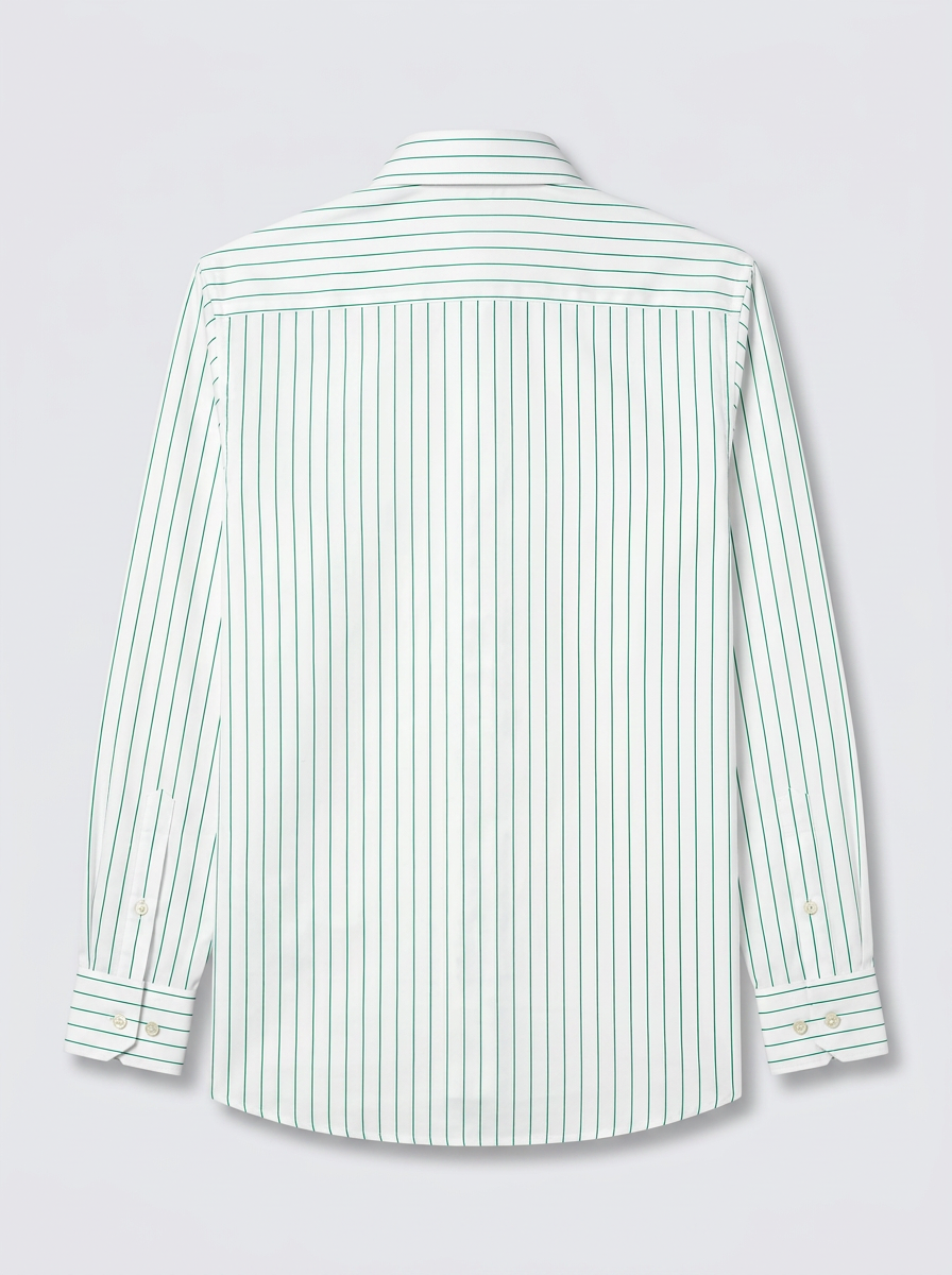 Men's White Green Pinstripe Regular Fit Formal Shirt | Full & Half Sleeve