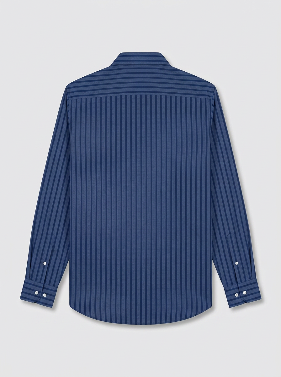 Men's Blue Vertical Stripe Formal Shirt Regular Fit | Full & Half Sleeve