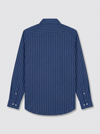 Men's Blue Vertical Stripe Formal Shirt Regular Fit | Full & Half Sleeve