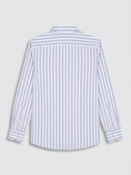 Men's Sky Blue & White Vertical Striped Regular Fit Formal Shirt | Full & Half Sleeve
