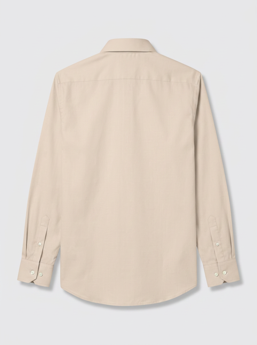 Men’s Cream Beige Textured Regular Fit Formal Casual Shirt, Full & Half Sleeve
