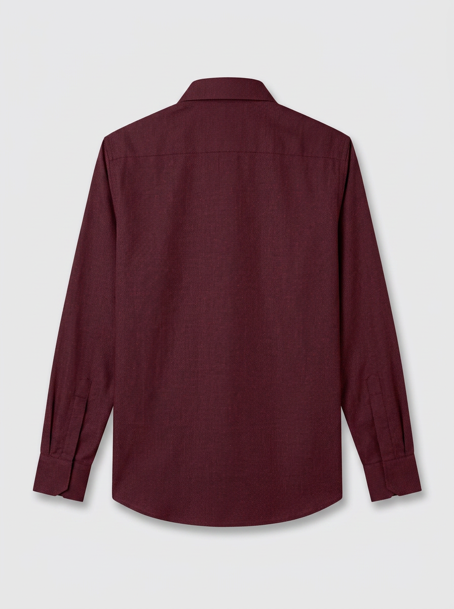 Men’s Burgundy Maroon Textured Regular Fit Formal Casual Shirt, Full & Half Sleeve