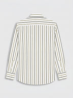 Men's White Gold & Black Stripe Regular Fit Formal Shirt | Full & Half Sleeve