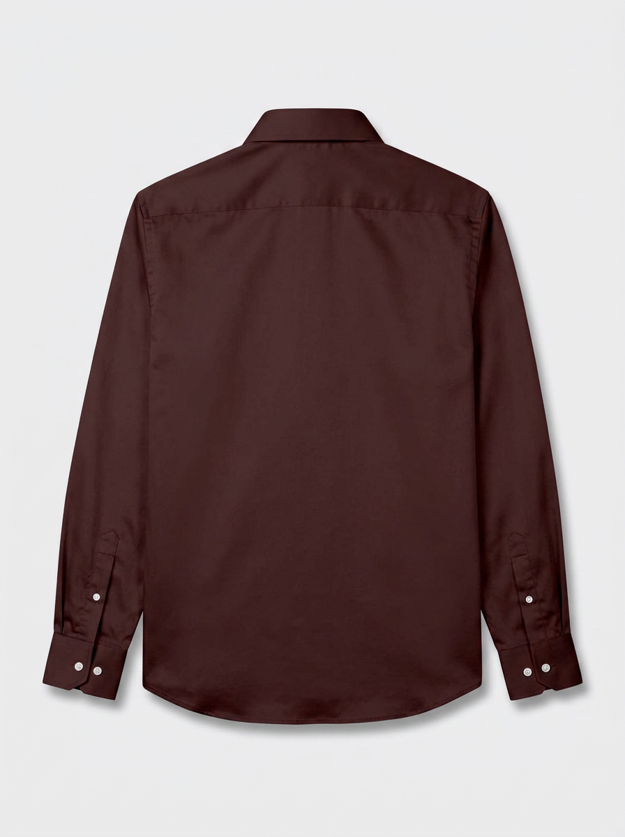 Men’s Dark Oxblood Maroon Satin-Finish Regular Fit Formal Shirt, Full & Half Sleeve
