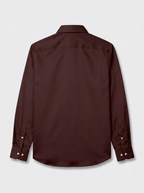 Men’s Dark Oxblood Maroon Satin-Finish Regular Fit Formal Shirt, Full & Half Sleeve