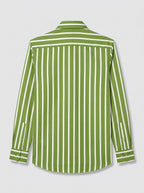 Men's Green & White Vertical Striped Regular Fit Formal Shirt | Full & Half Sleeve