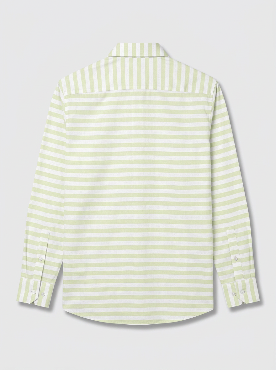 Men's Pastel Green Stripe Formal Shirt Regular Fit | Full & Half Sleeve