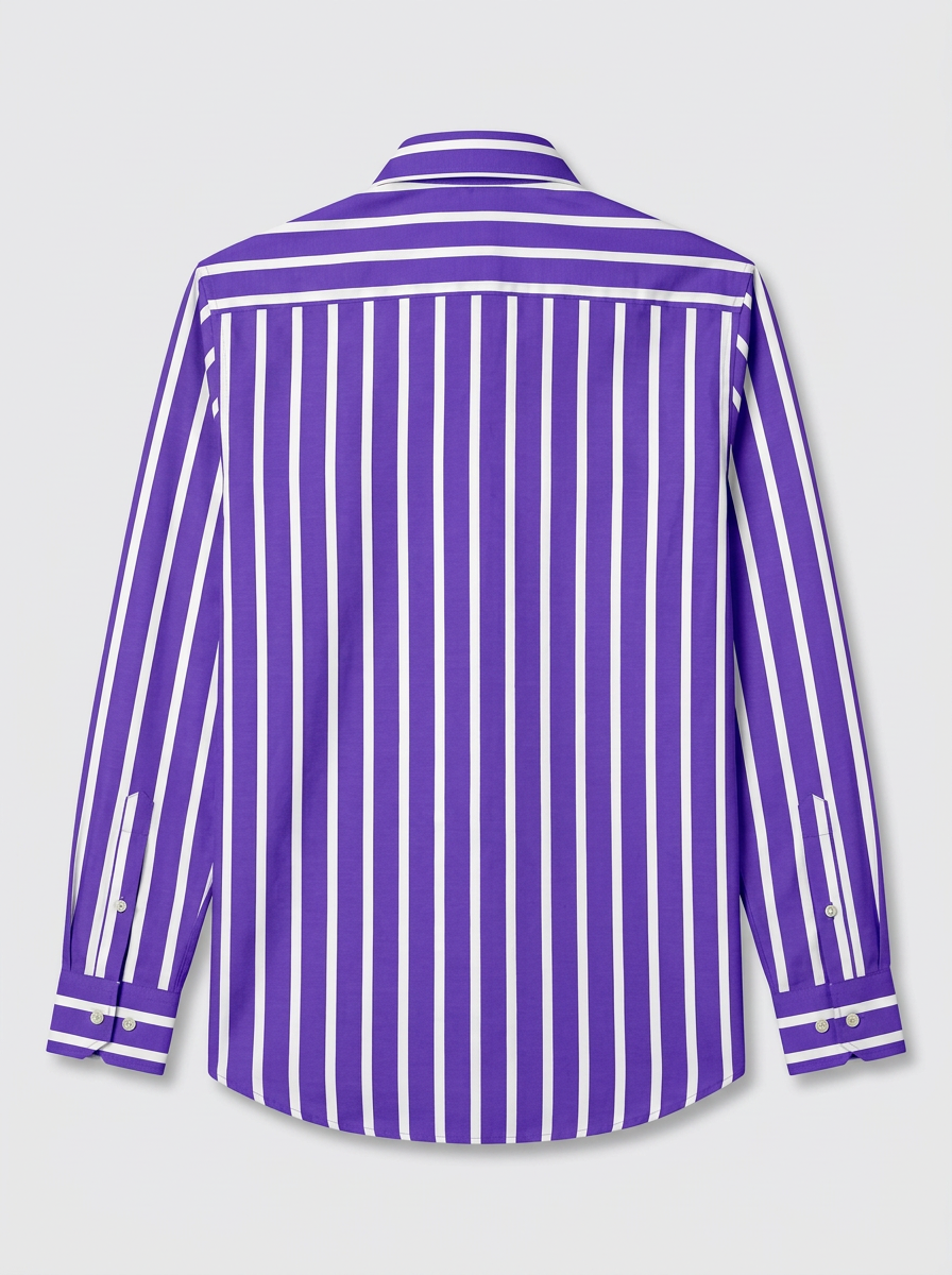 Men's Royal Purple & White Striped Regular Fit Formal Shirt | Full & Half Sleeve