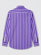 Men's Royal Purple & White Striped Regular Fit Formal Shirt | Full & Half Sleeve