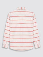 Men's Off White & Coral Red Windowpane Checked Regular Fit Formal Shirt | Full & Half Sleeve