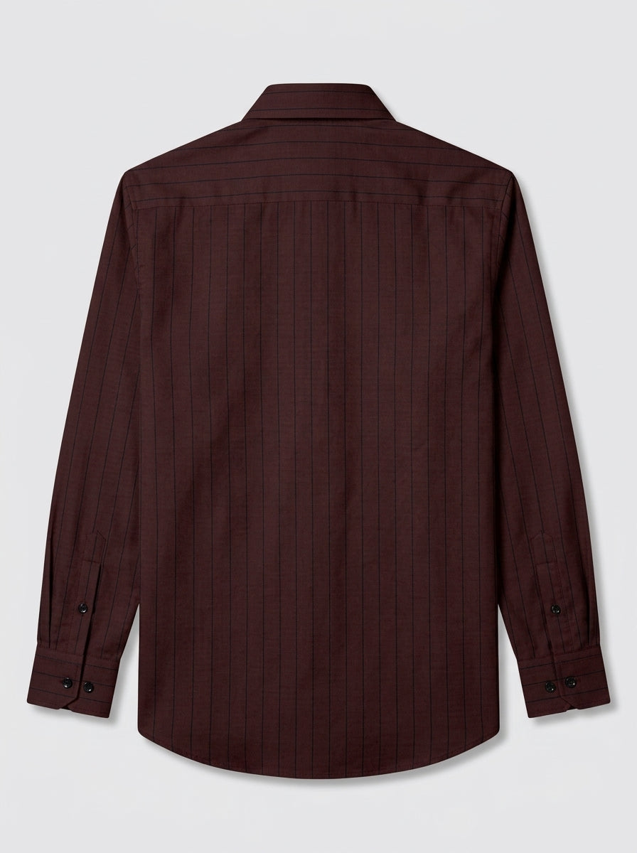 Men's Coffee Brown Pinstripe Formal Shirt Regular Fit | Full & Half Sleeve