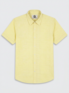 Men’s Lemon Yellow Textured Shirt, Regular Fit Formal Casual Full & Half Sleeve