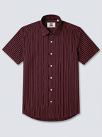 Men's Maroon Pinstripe Formal Shirt Regular Fit | Full & Half Sleeve