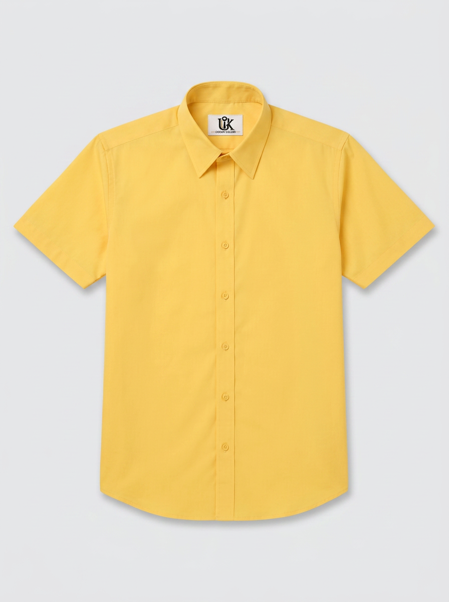 Men’s Golden Yellow Solid Regular Fit Formal Casual Shirt, Full & Half Sleeve