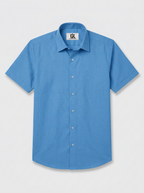 Men’s Cerulean Blue Textured Regular Fit Formal Casual Shirt, Full & Half Sleeve