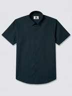 Men's Deep Teal Green Pinstripe Shirt Regular Fit Premium Formal Business Casual Wear