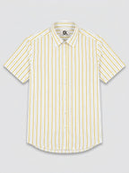 Men's White Gold Pinstripe Regular Fit Formal Shirt | Full & Half Sleeve