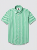 Men's Mint Green & White Vertical Striped Regular Fit Formal Shirt | Full & Half Sleeve