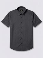 Men's Charcoal Grey Pinstripe Shirt Premium Regular Fit Formal Office Business Wear