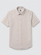 Men’s White & Brown Vertical Stripe Regular Fit Formal Casual Shirt, Full & Half Sleeve
