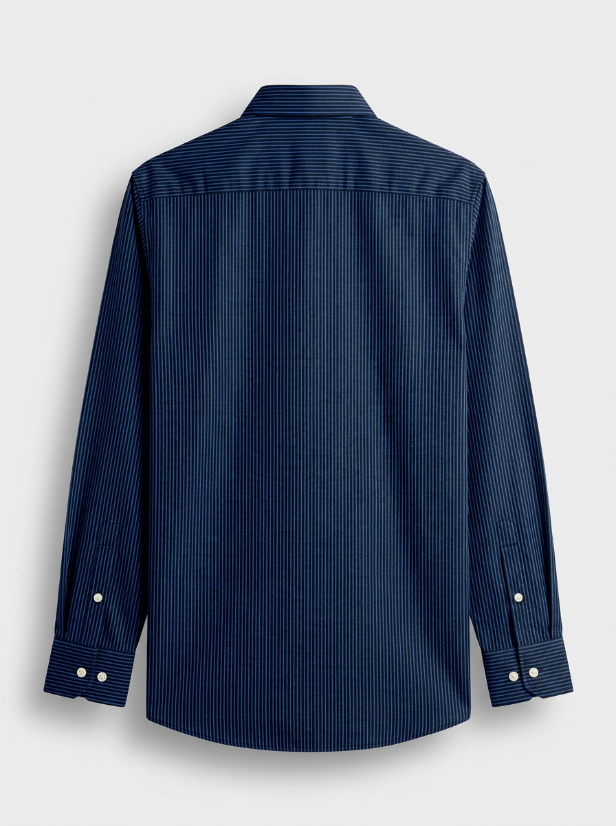 Men's Navy Blue Pinstripe Formal Shirt Regular Fit | Full & Half Sleeve