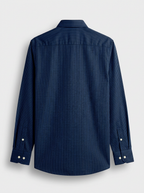 Men's Navy Blue Pinstripe Formal Shirt Regular Fit | Full & Half Sleeve
