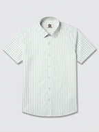Men's White Green Pinstripe Regular Fit Formal Shirt | Full & Half Sleeve